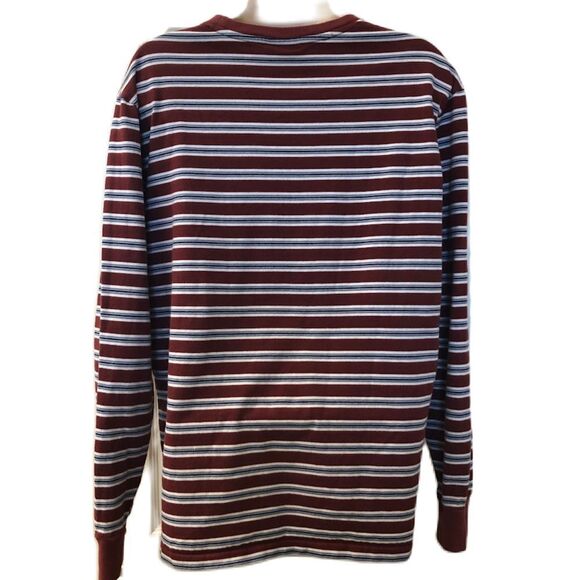 Huf Women's Striped Knit Long Sleeve Shirt Medium Maroon White Embroidered Logo - Picture 3 of 10